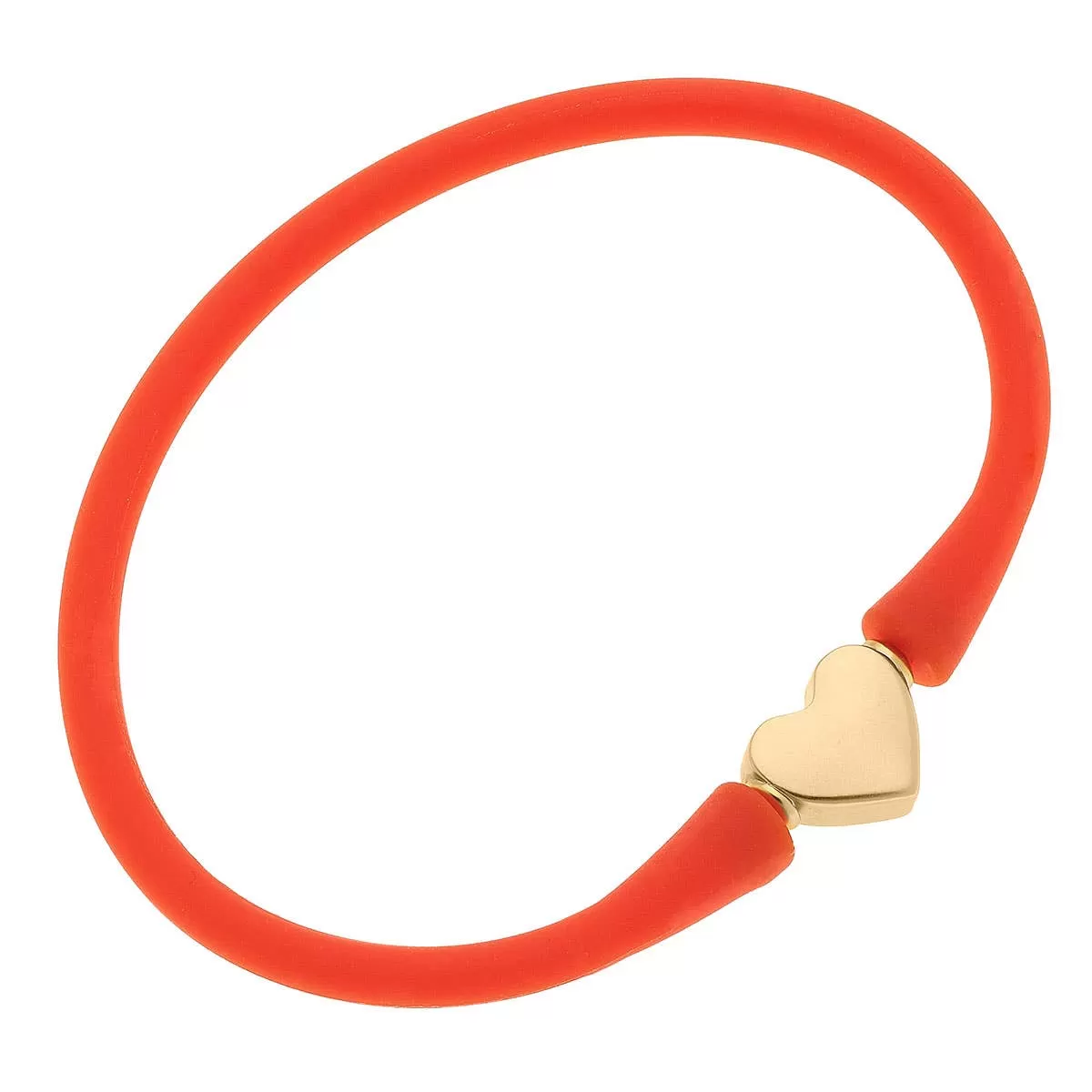 Bali Heart Bead Silicone Bracelet in Orange Canvas Style