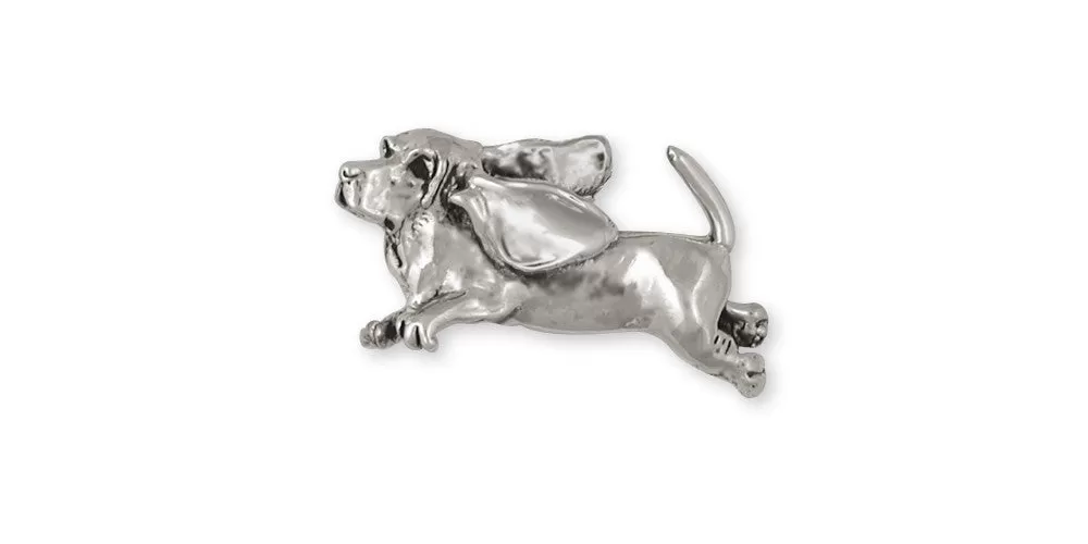 Basset Hound Brooch Pin Jewelry Sterling Silver Handmade Dog Brooch Pin BH1-PN