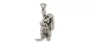 Basset Hound Pendant Jewelry Sterling Silver Handmade Dog Pendant BAS8-P