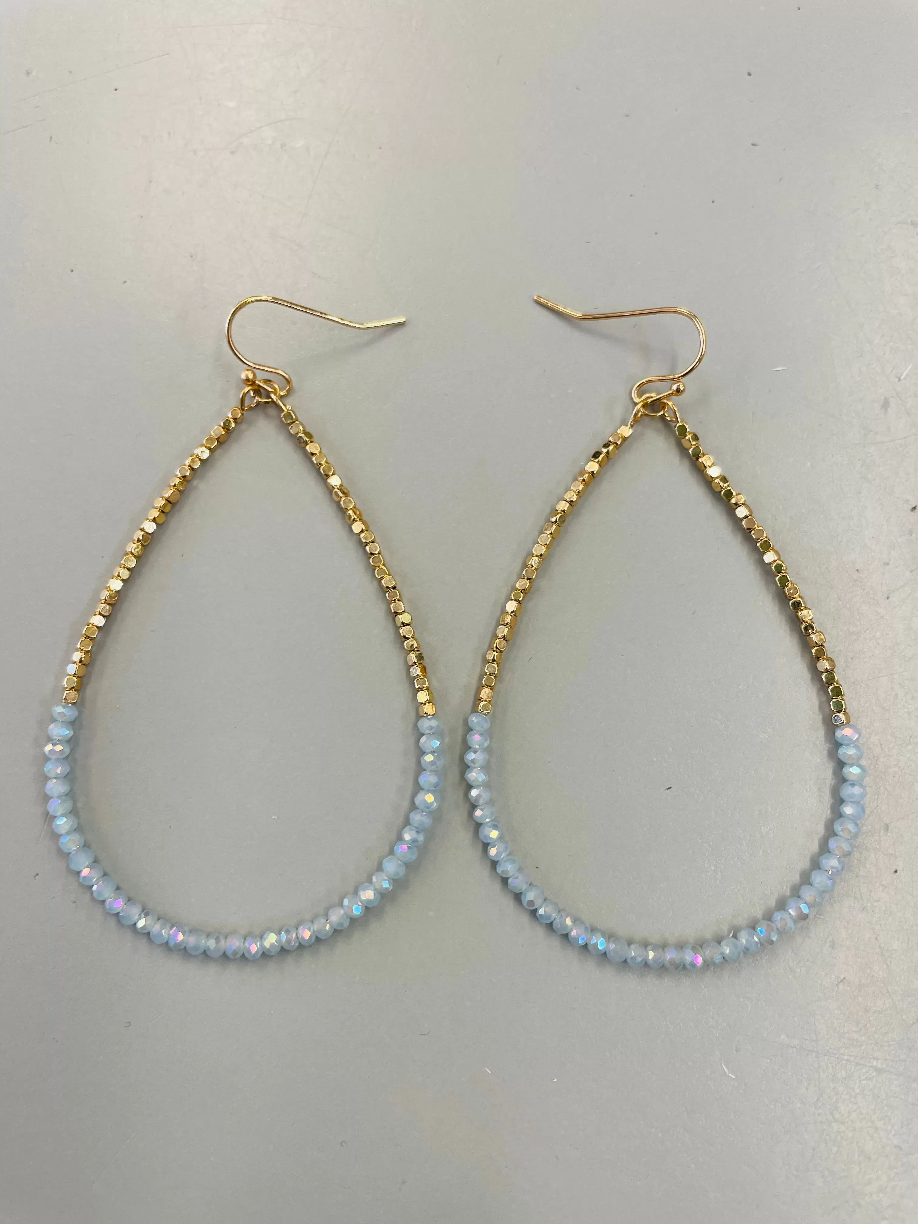 Beaded Open Teardrop Dangle Earrings