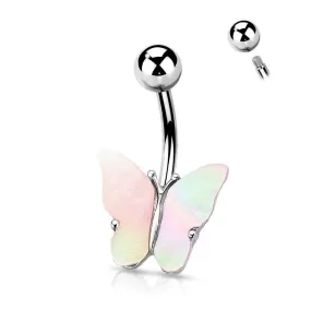 Belly Ring - Butterfly Silver Shell