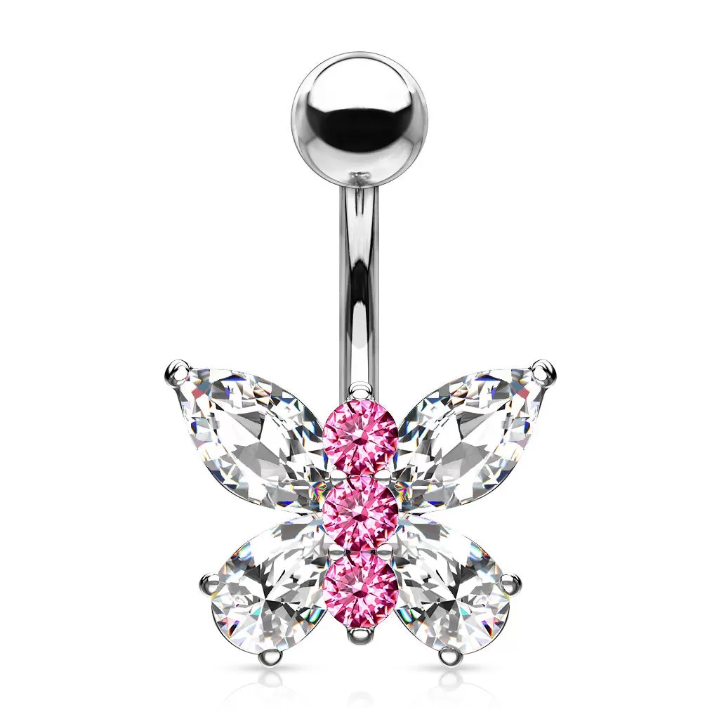 Belly Ring - Butterfly Two Tone