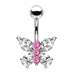 Belly Ring - Butterfly Two Tone