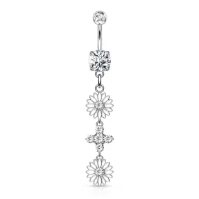 Belly Ring - Flower Double Clear