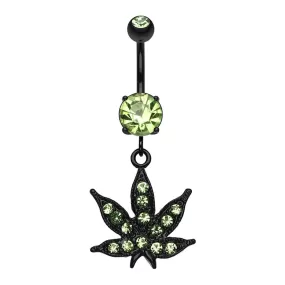 Belly Ring - Leaf Black