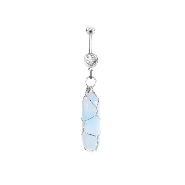 Belly Ring - Silver Crystal