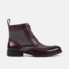 Belmont Oxblood Leather Wingtip Combat Boots