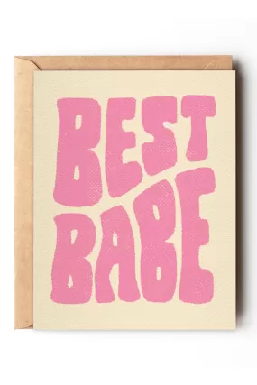 Best Babe Pink Retro Birthday Card