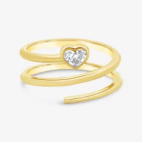 Bezel Set Heart Wrap Ring