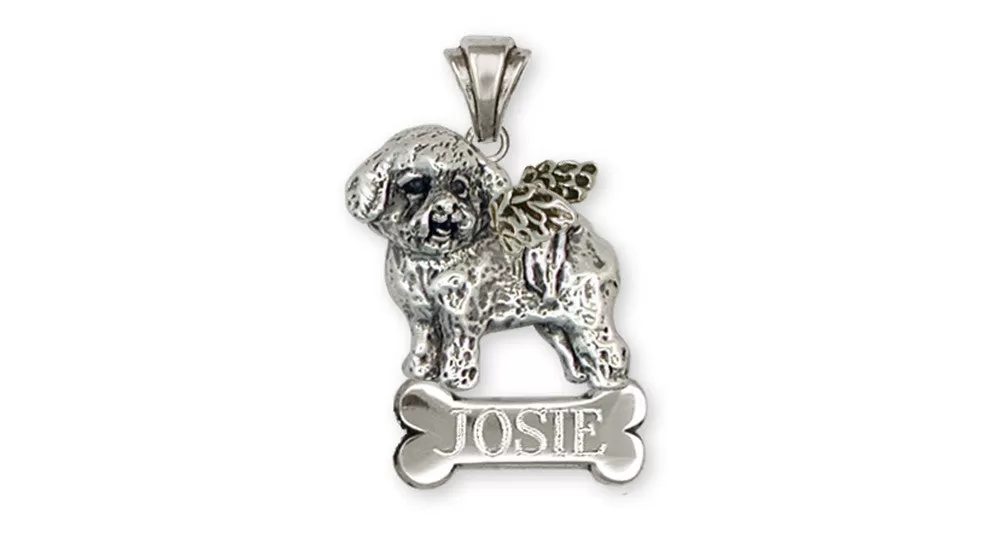 Bichon Frise Angel Pendant Jewelry Sterling Silver Handmade Dog Pendant BF3-ANP