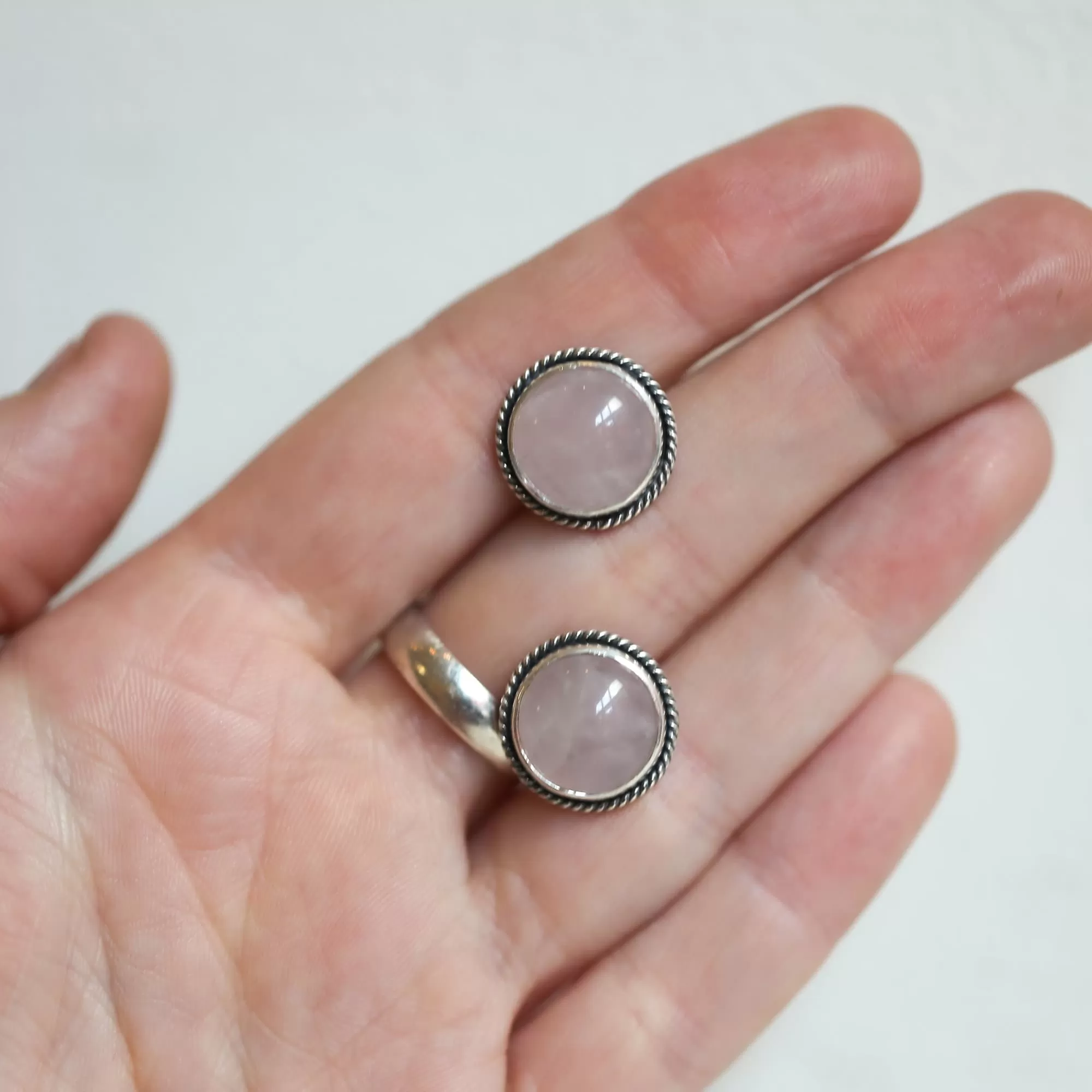 BIG Rose Quartz Traditional Posts - Sterling Silver Posts - Pink Rose Quartz Earrings