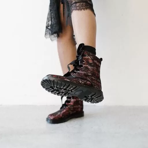 'Billie' vegan combat boots by Zette Shoes - tartan lace