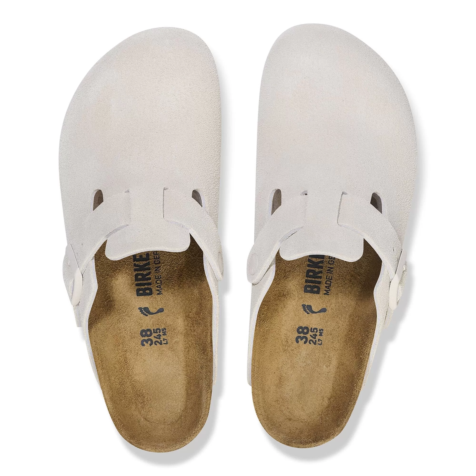 Birkenstock Boston Sandals - Antique White Suede