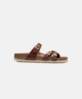 Birkenstock Franca Big Buckle Oiled Leather Sandals Brown