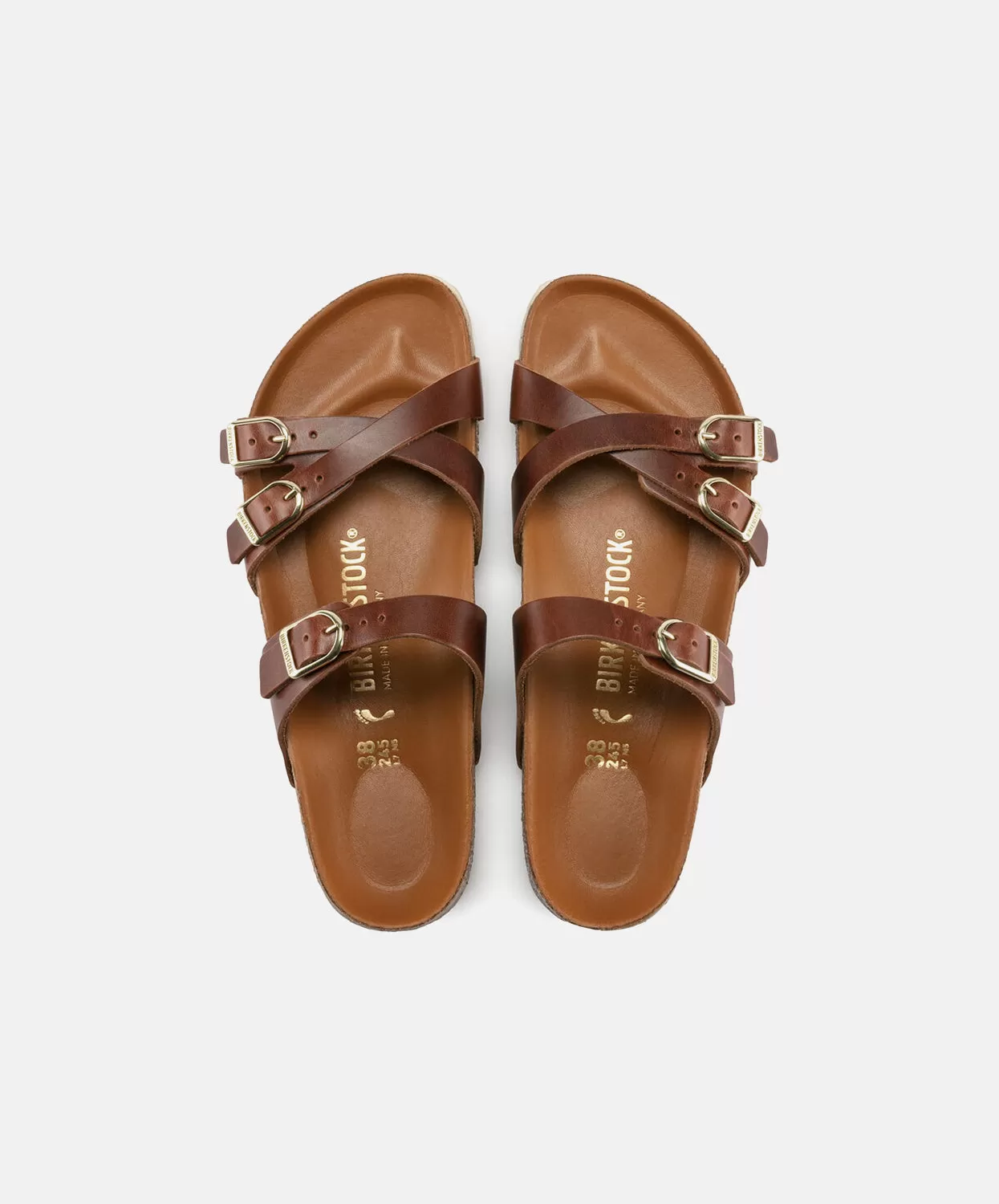 Birkenstock Franca Big Buckle Oiled Leather Sandals Brown