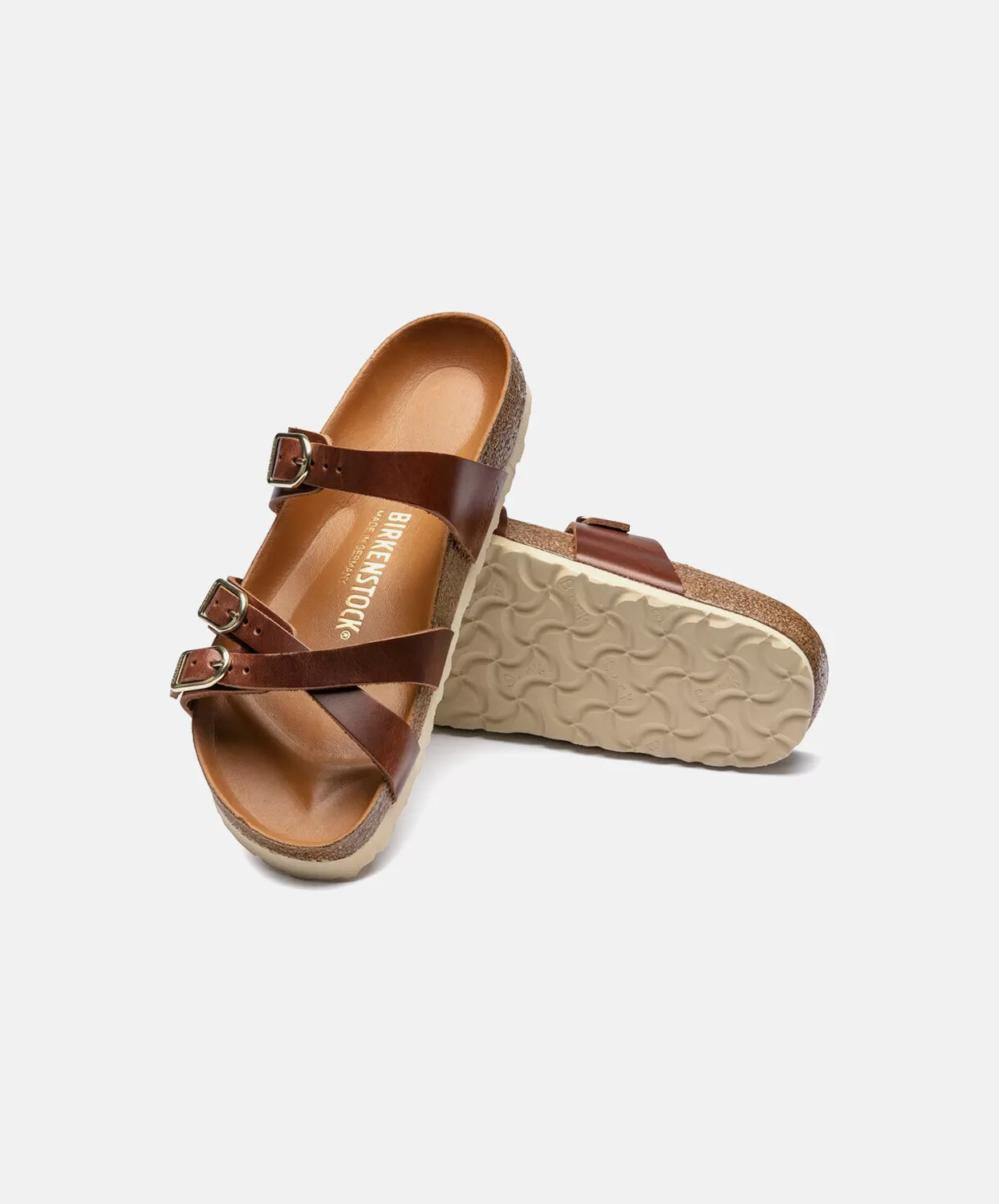 Birkenstock Franca Big Buckle Oiled Leather Sandals Brown