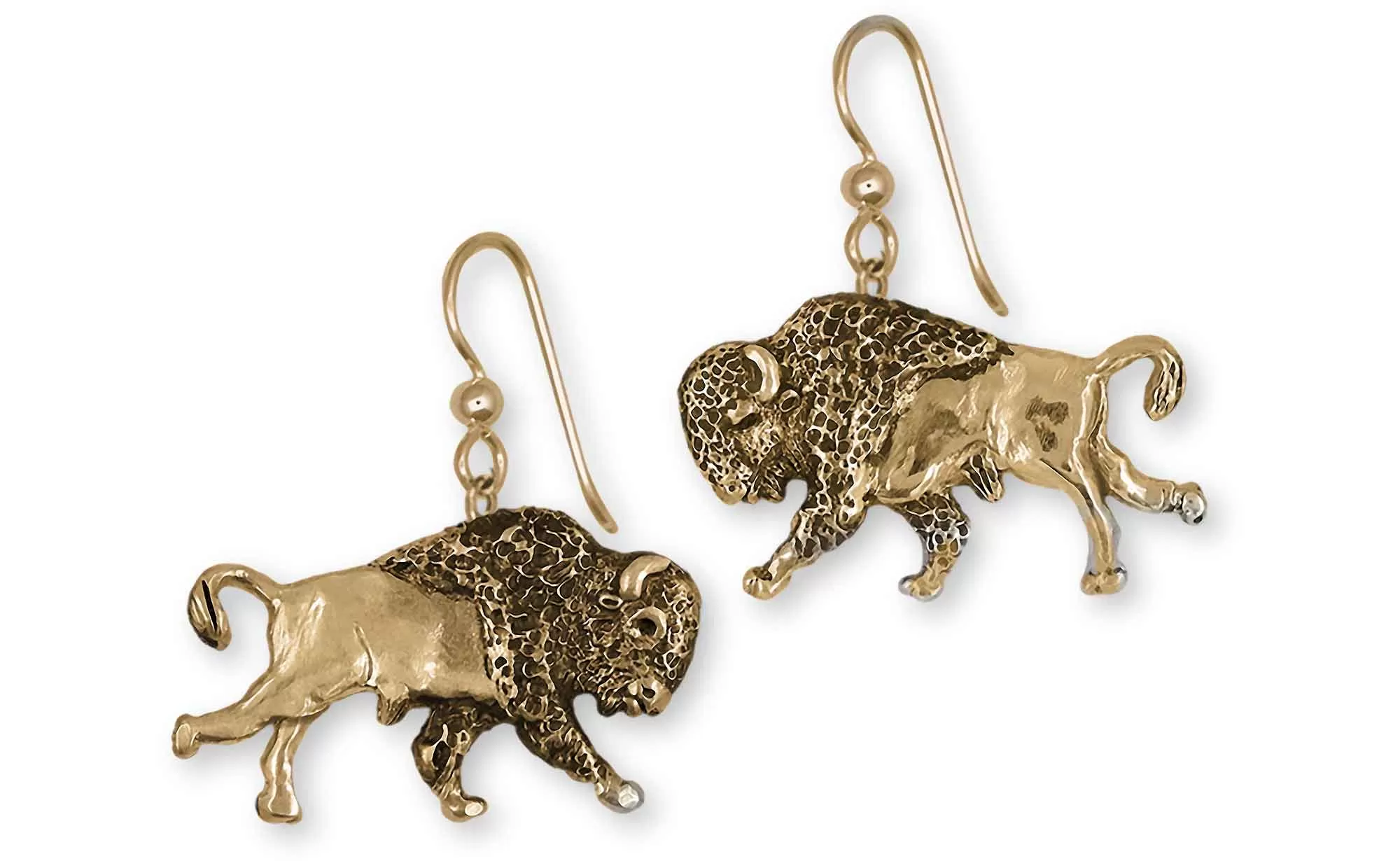 Bison Earrings 14k Yellow Gold Handmade Buffalo And Bison Jewelry  UBS1-EG