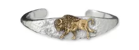 Bison Mans Cuff Sterling Silver And Yellow Bronze Handmade Buffalo And Bison Jewelry  UBS1-TTMCB