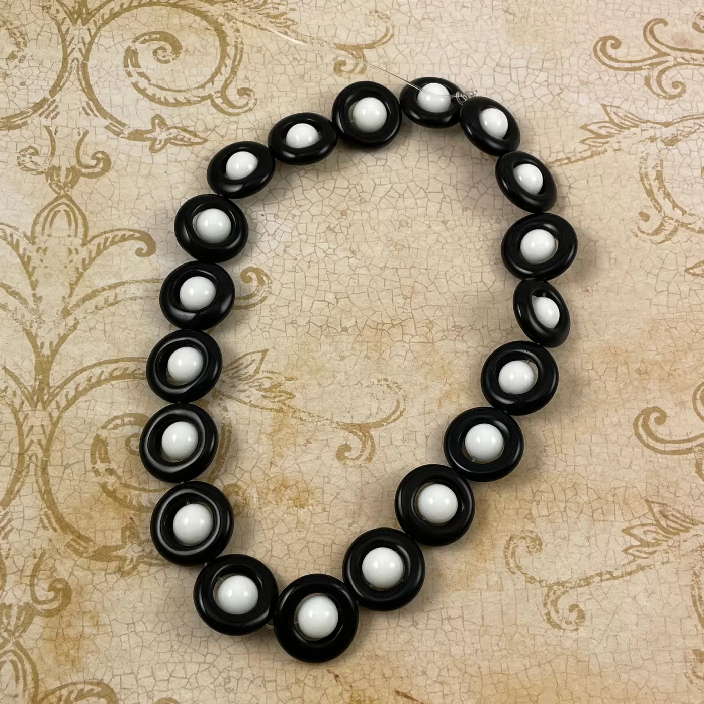 Black & White Glass Saturn Beads