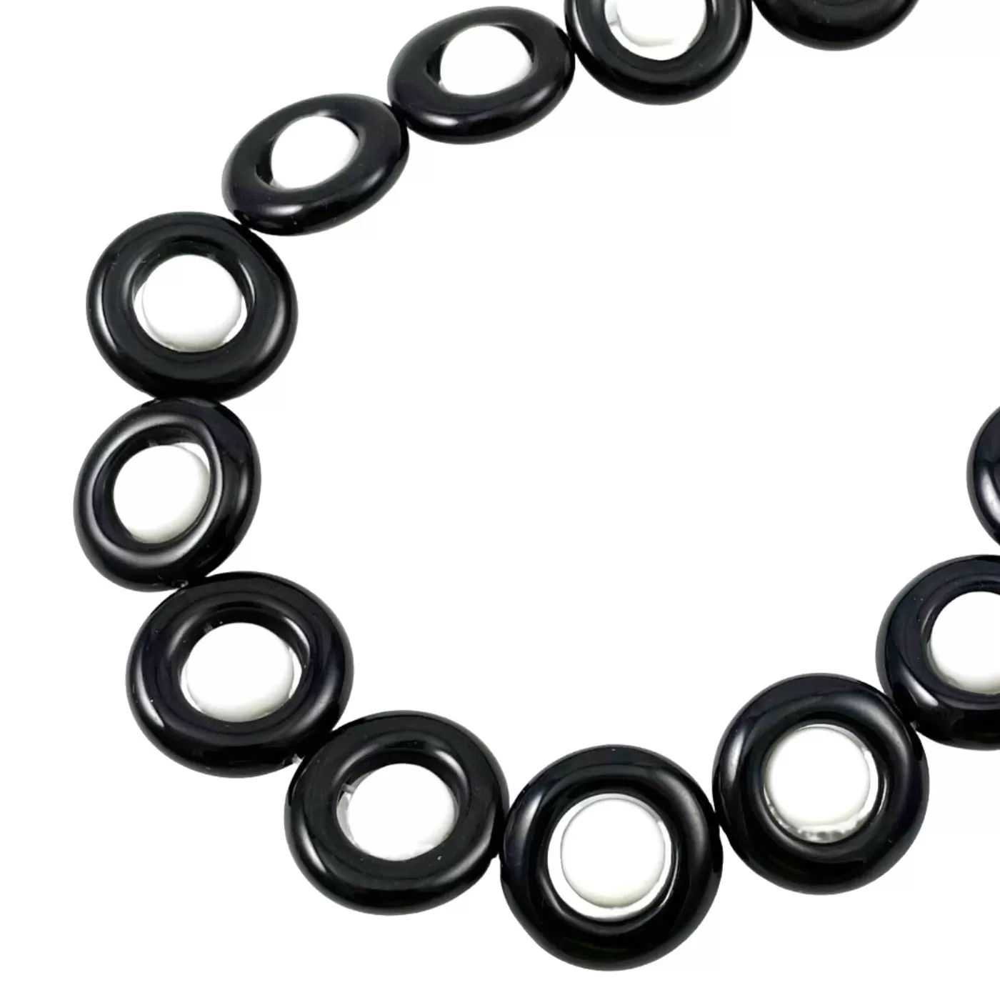 Black & White Glass Saturn Beads