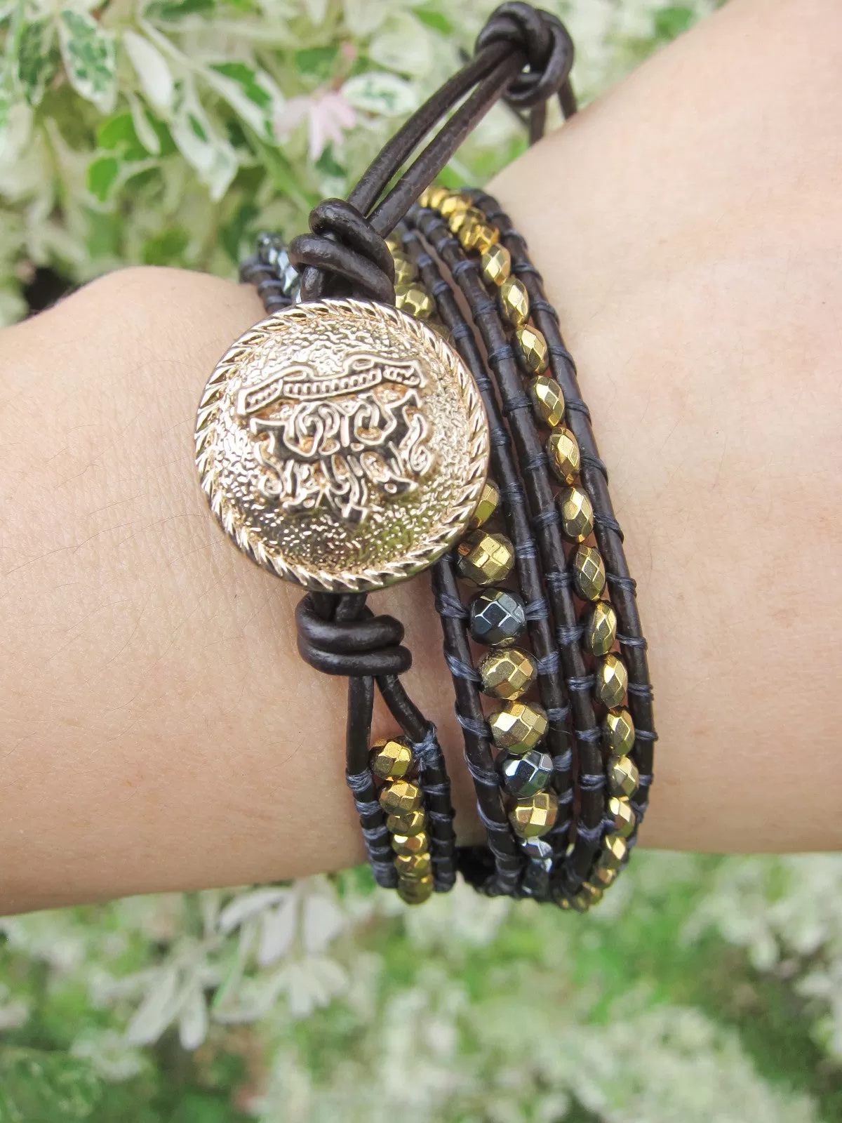 Black Gold Hematite Minimalist 3X Wrap Bracelet