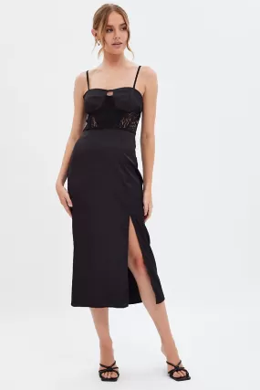 Black Sweetheart Satin Dress