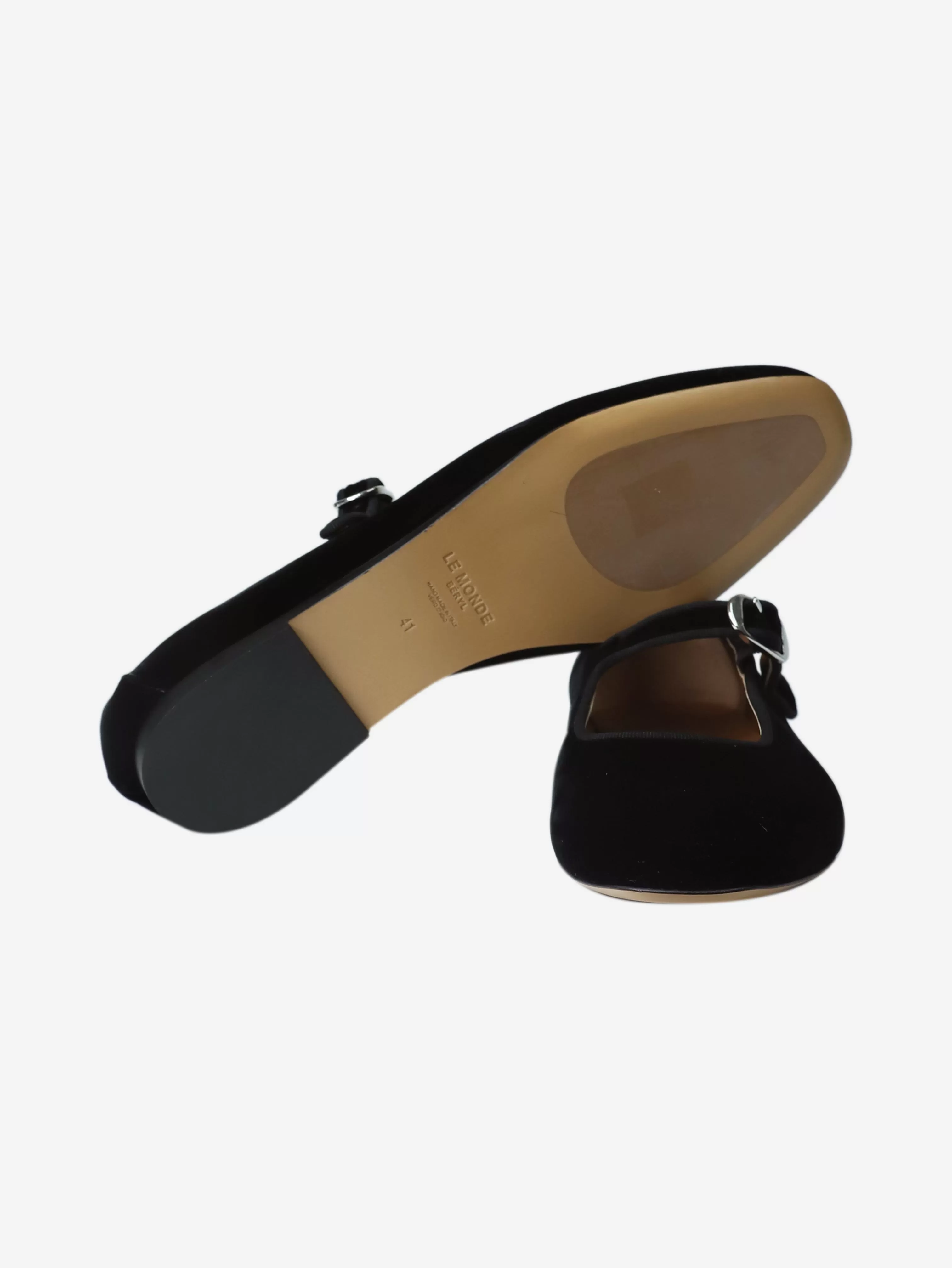 Black velvet Mary Jane ballet flats - size EU 41