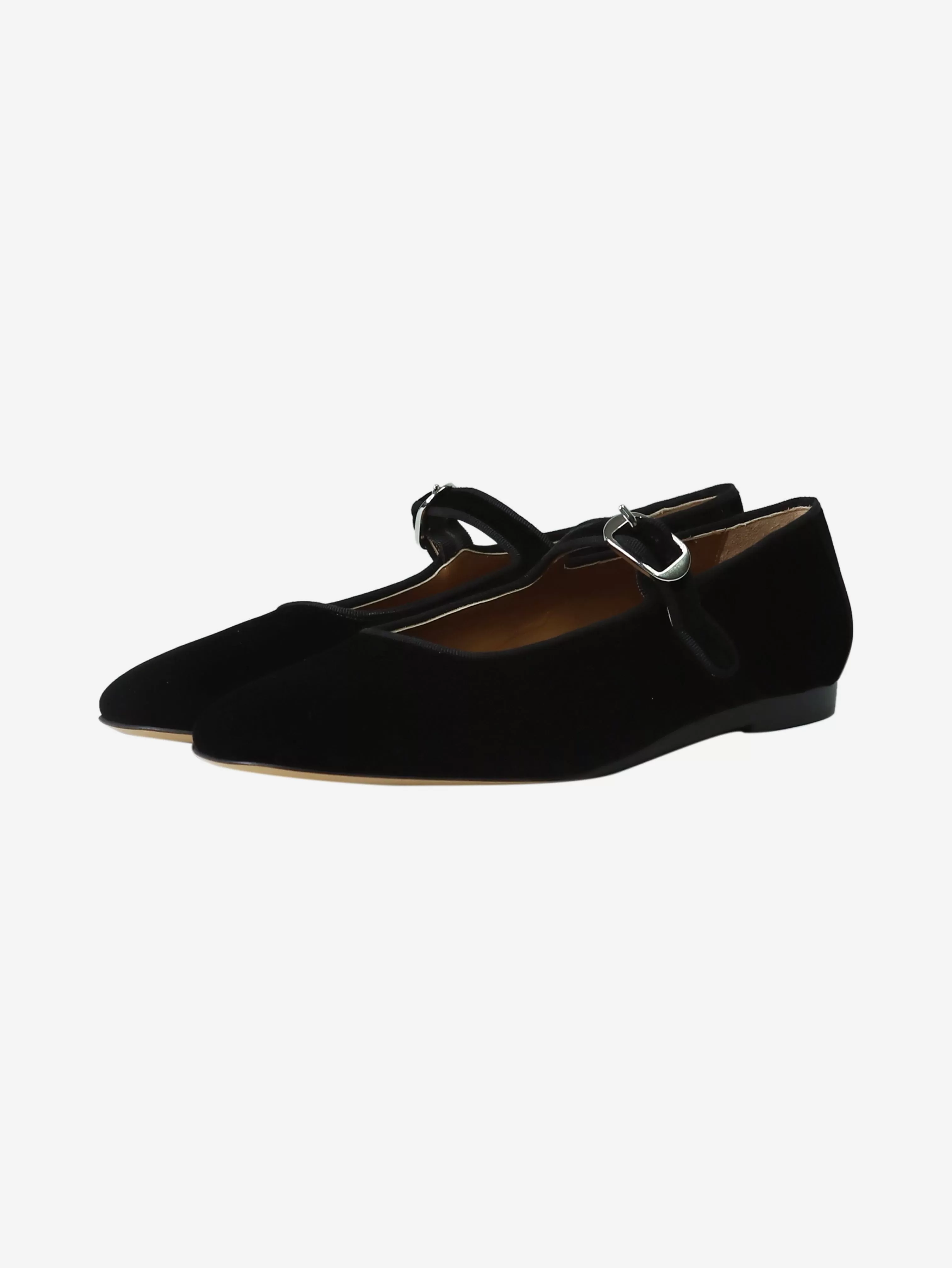 Black velvet Mary Jane ballet flats - size EU 41