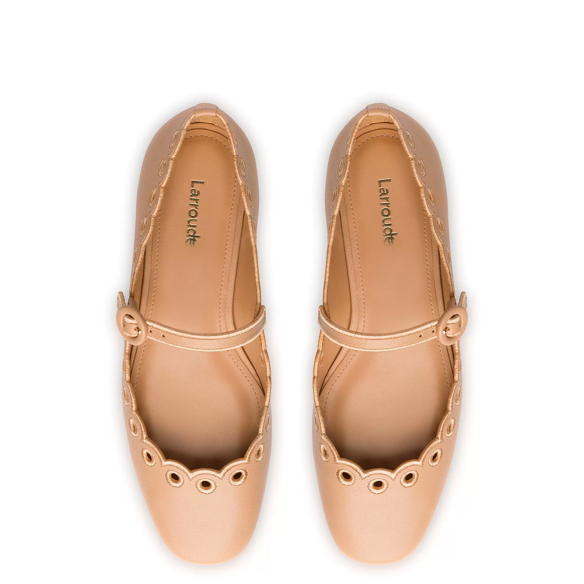 Blair Broderie Ballet Flat In Tan Leather