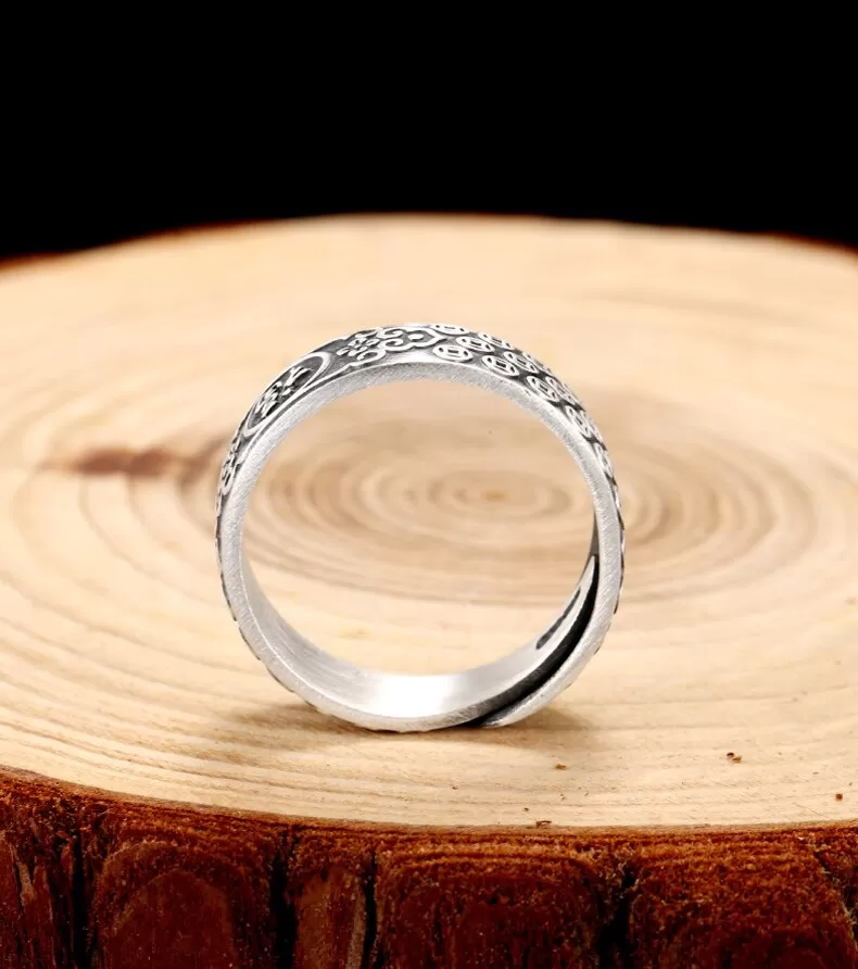 Blessing Happiness 999 Genuine Silver Adjustable Wedding Ring