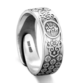 Blessing Happiness 999 Genuine Silver Adjustable Wedding Ring