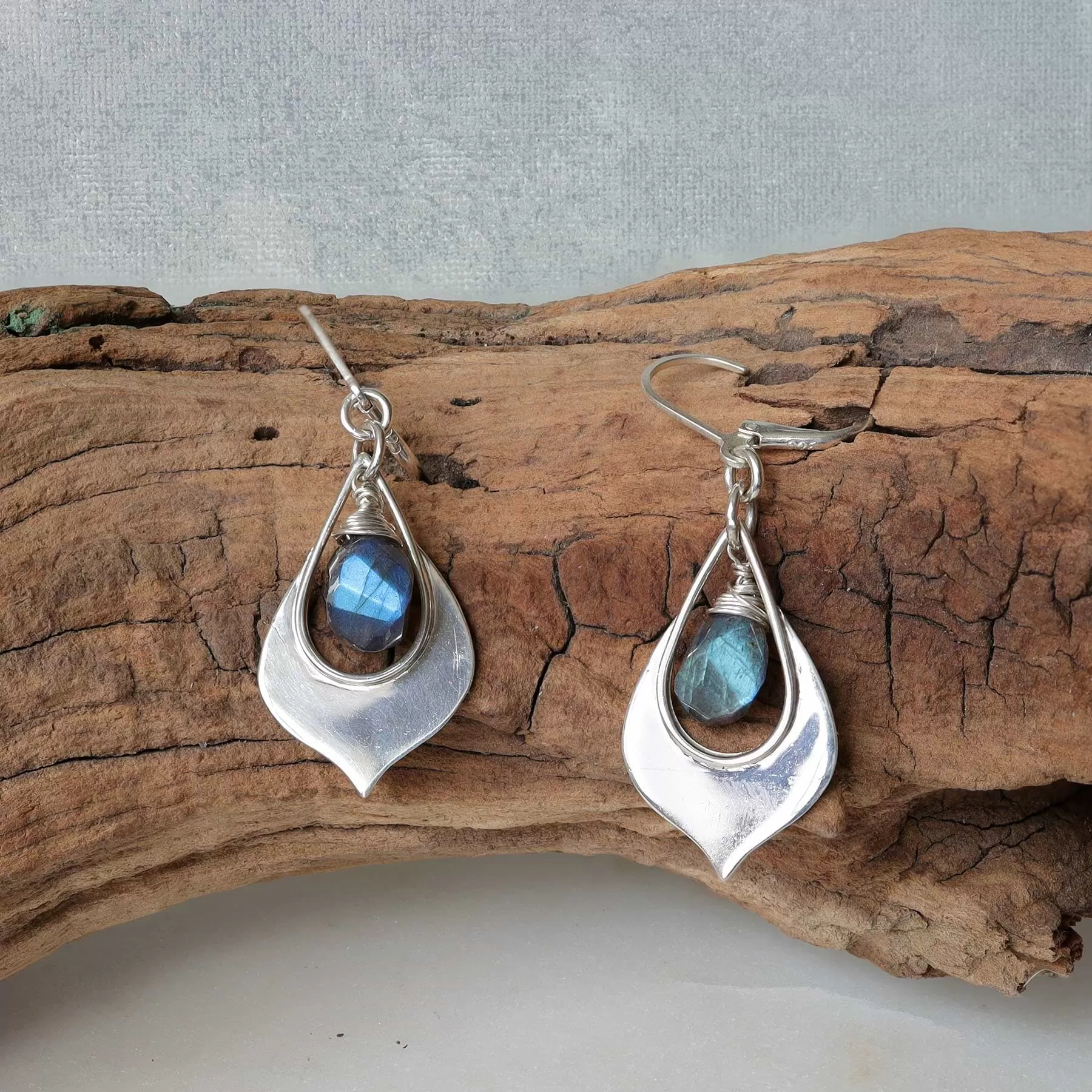 Blinded by the Light - Labradorite Silver Teardop Earrings