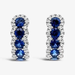 Blue Sapphire & Diamond Halo Earrings