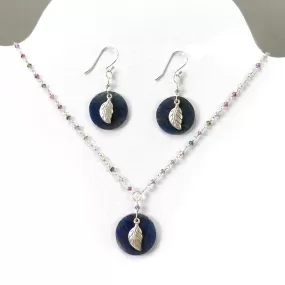 BLUE SAPPHIRE Gemstone Jewelry Set : 925 Sterling Silver Natural Untreated Sapphire 17" Beads Necklace Drop Dangle Earring Jewelry Set