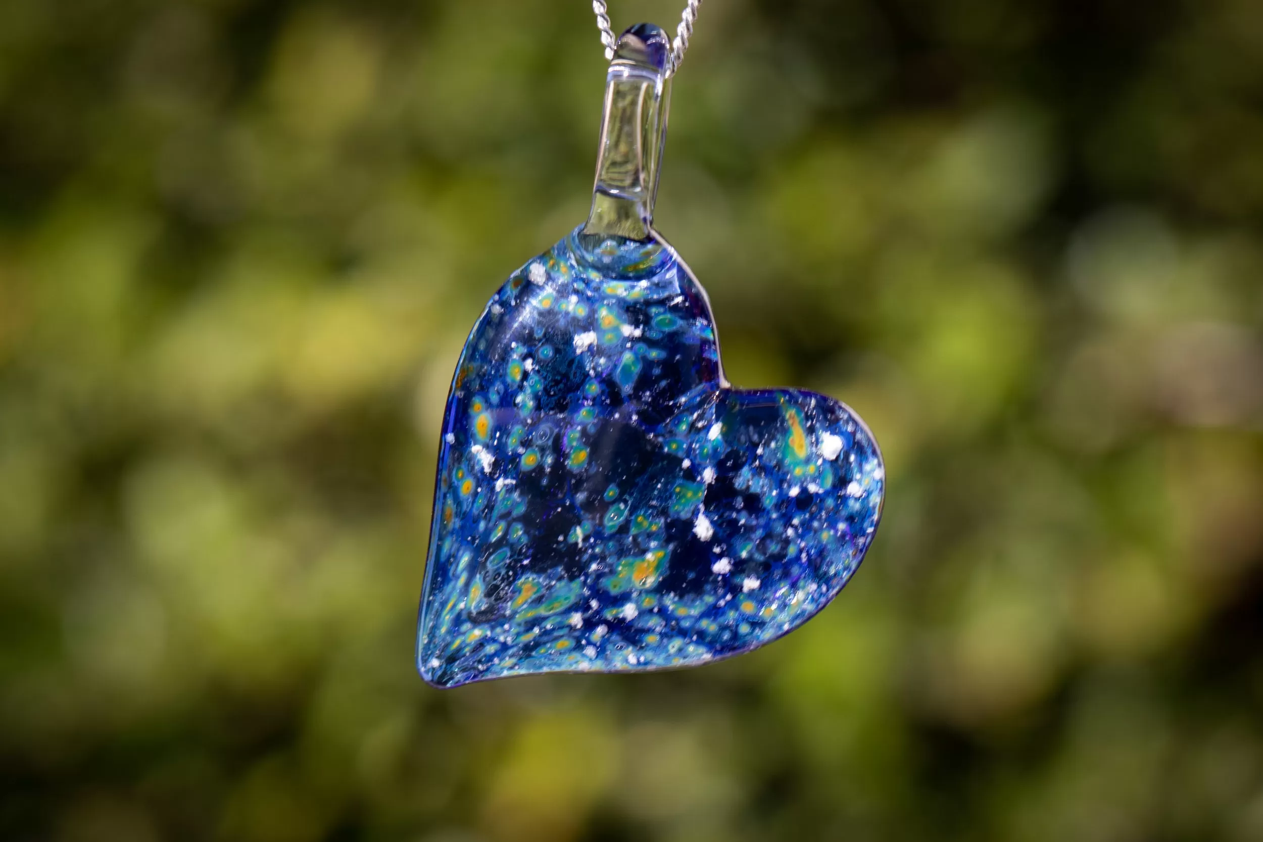 Blue Starburst Pendant with Cremation Ash