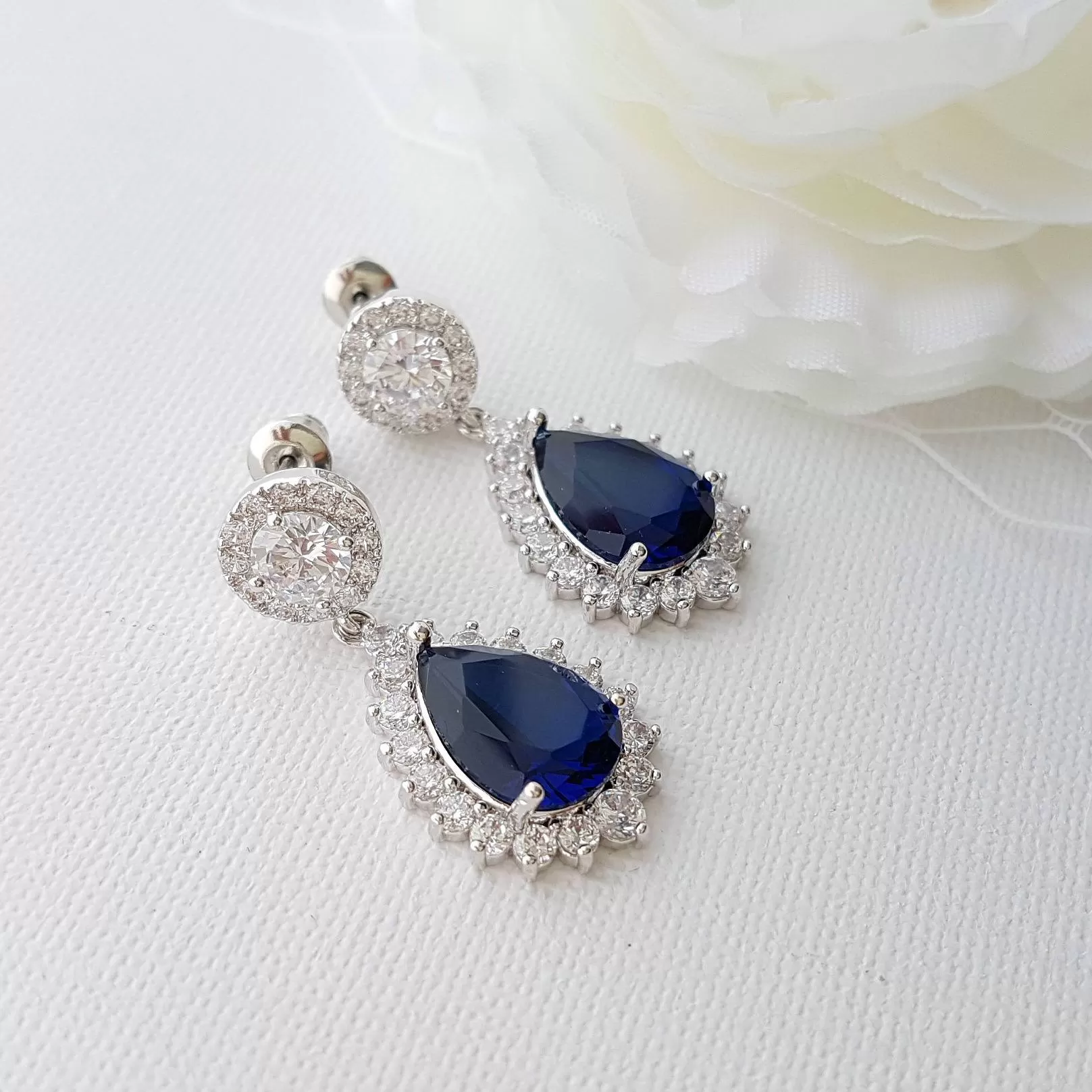 Blue Stone Earrings-Aoi