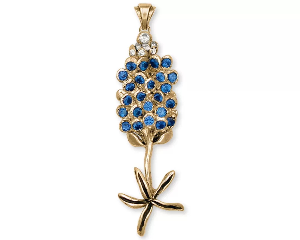 Bluebonnet Pendant Jewelry Gold Vermeil Handmade Flower Pendant BB4-PVM