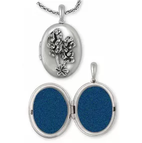 Bluebonnet Photo Locket Jewelry Sterling Silver Handmade Texas Wildflower Photo Locket FL4-V