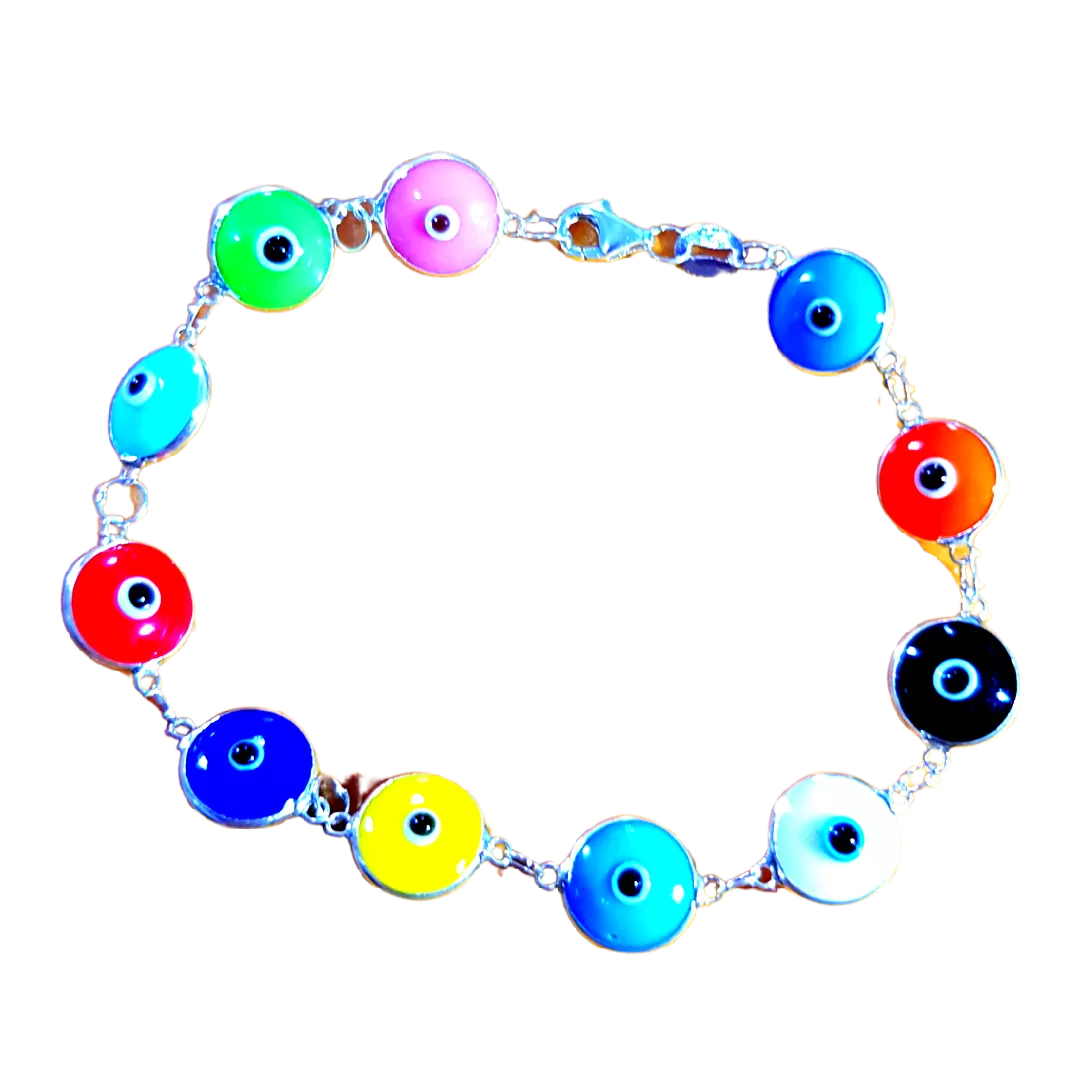 Bluenoemi Evil Eye Silver Beads Bracelet for Protection and Good Luck