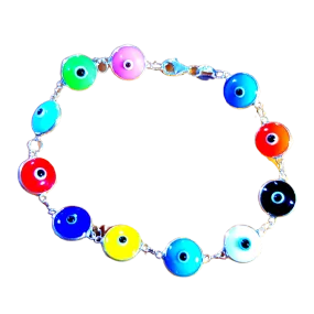 Bluenoemi Evil Eye Silver Beads Bracelet for Protection and Good Luck