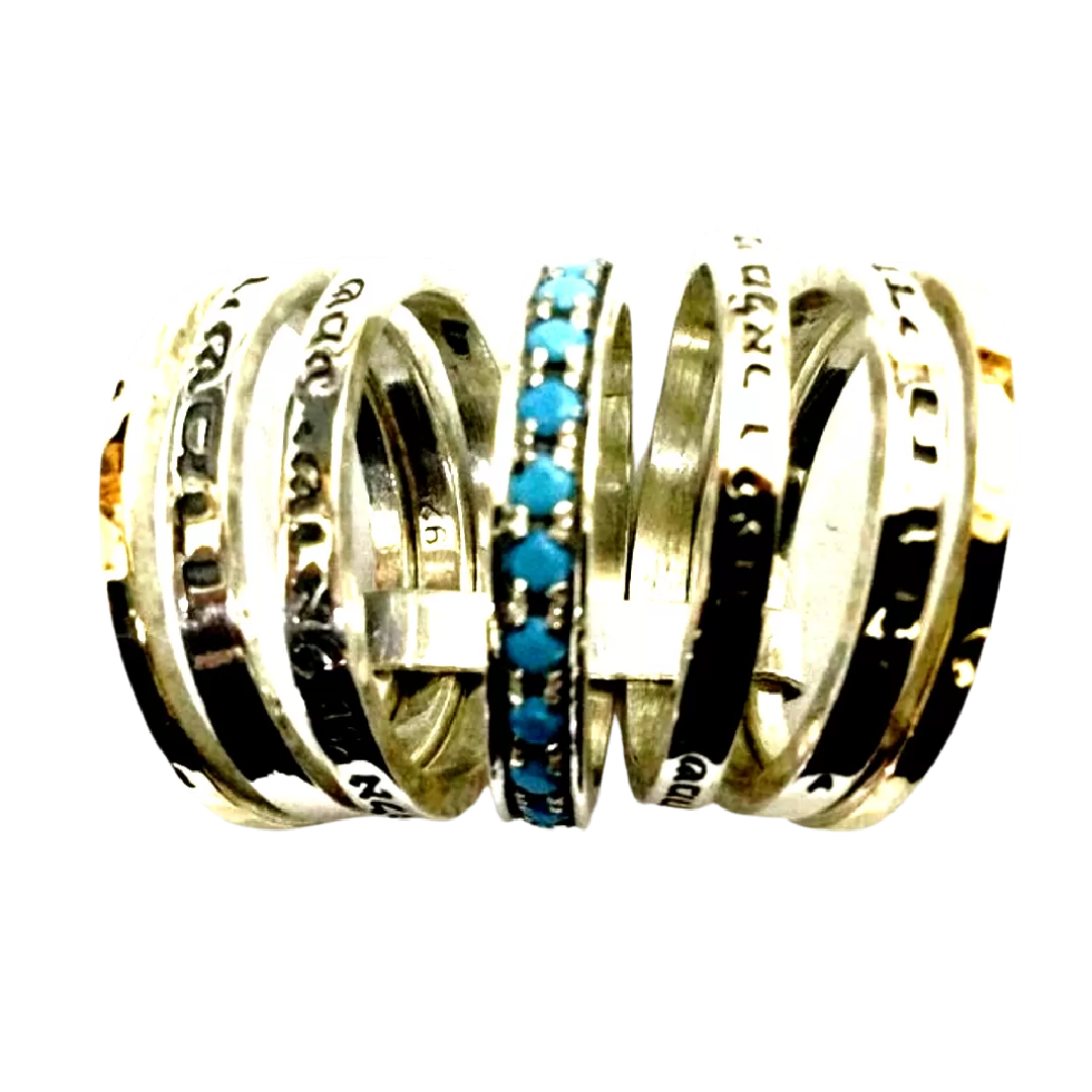 Bluenoemi Israeli Jewelry / Bless Prayer & Poesie Ring / Spinner Rings / Fidget rings for Woman