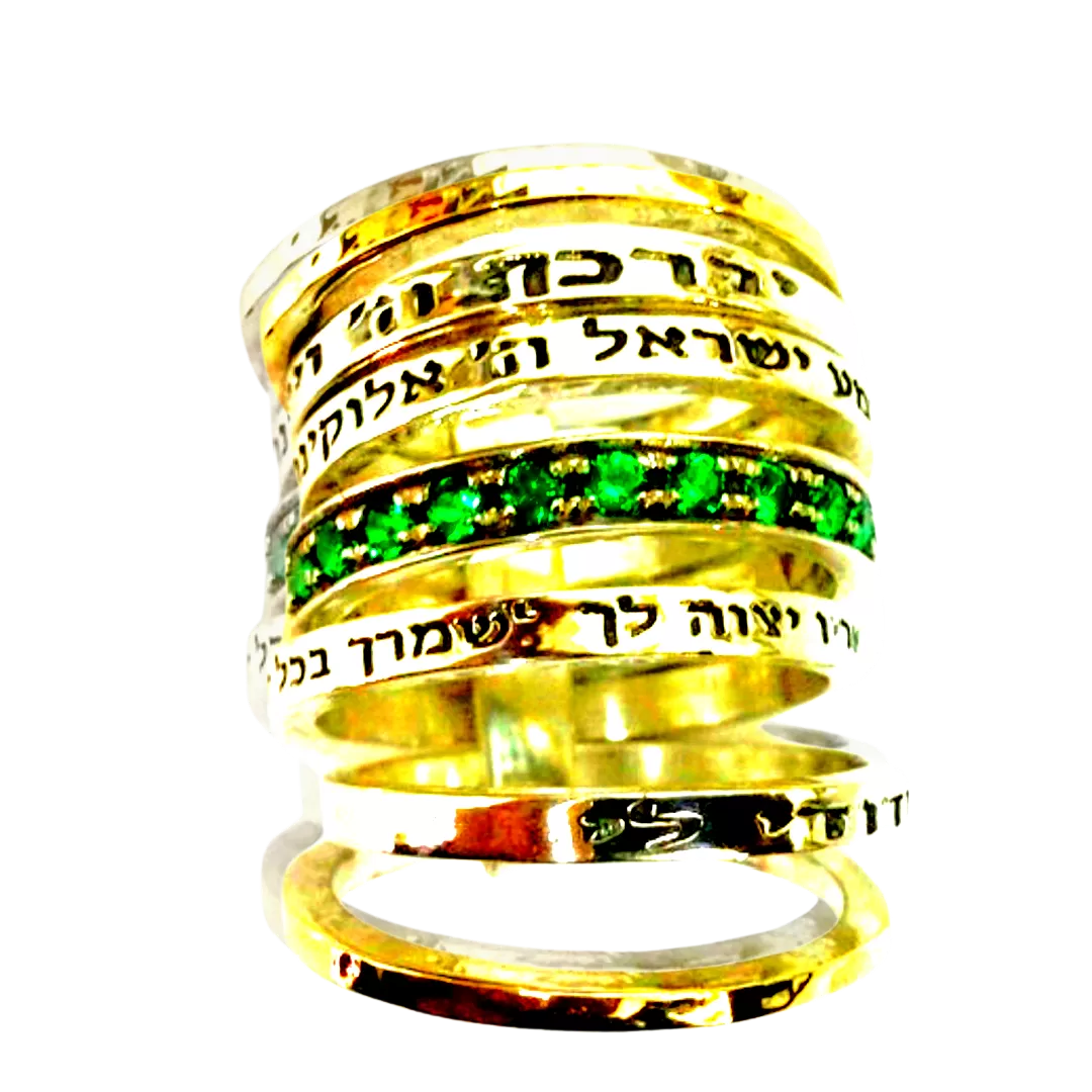 Bluenoemi Israeli Jewelry / Bless Prayer & Poesie Ring / Spinner Rings / Fidget rings for Woman