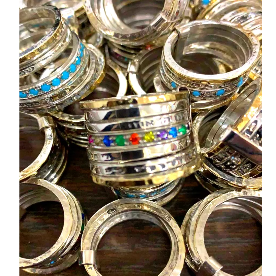 Bluenoemi Israeli Jewelry / Bless Prayer & Poesie Ring / Spinner Rings / Fidget rings for Woman