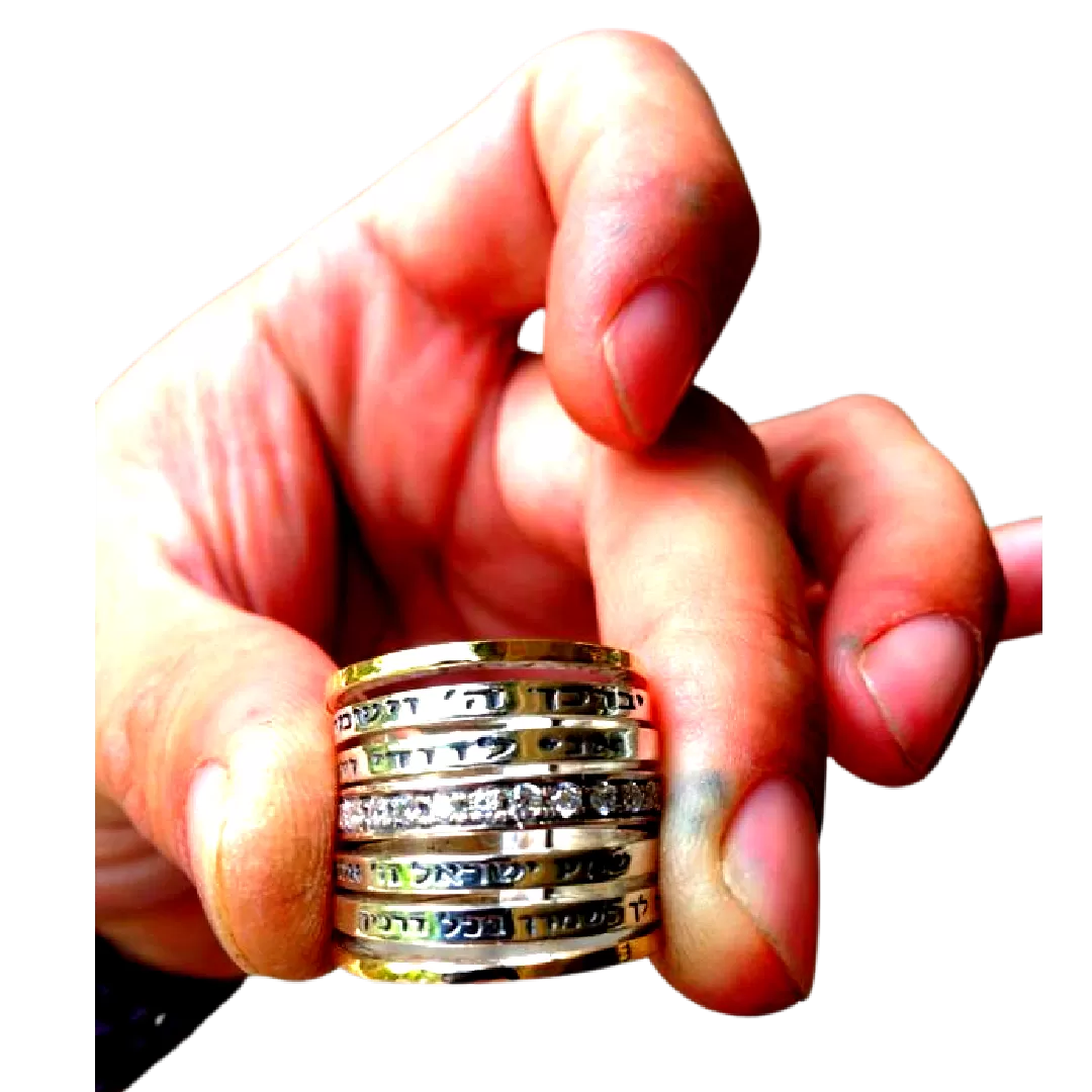 Bluenoemi Israeli Jewelry / Bless Prayer & Poesie Ring / Spinner Rings / Fidget rings for Woman