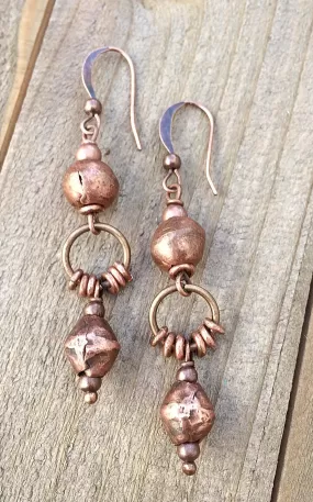 Bohemian Ethnic Copper Dangle Earrings