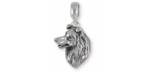 Border Collie Charm Slide Jewelry Sterling Silver Handmade Dog Charm Slide BDC6-PNS