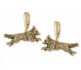 Border Collie Earrings Jewelry 14k Gold Handmade Dog Earrings BCD41X-EG