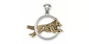 Border Collie Pendant Jewelry Silver And 14k Gold Handmade Dog Pendant BDC41X-TNDP