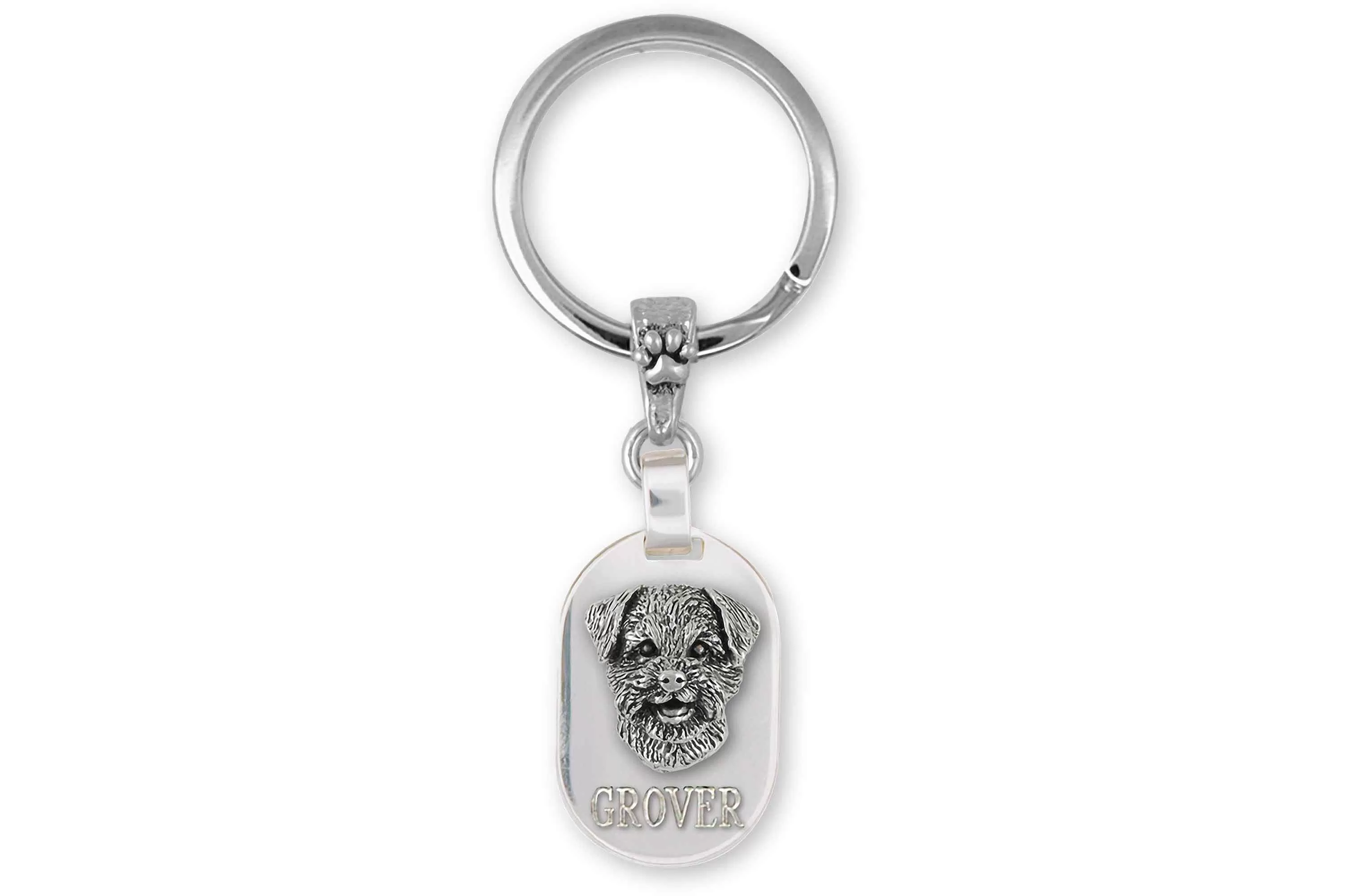 Border Terrier Jewelry Sterling Silver Handmade Border Terrier Key Ring  BDT-KRE