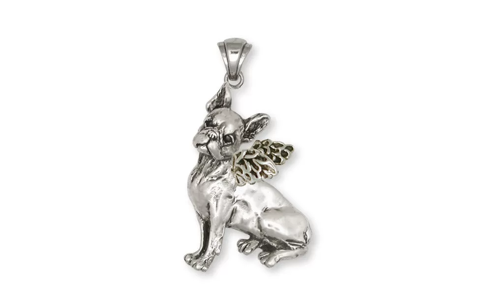 Boston Terrier Angel Pendant Jewelry Sterling Silver Handmade Dog Pendant BT11-AP